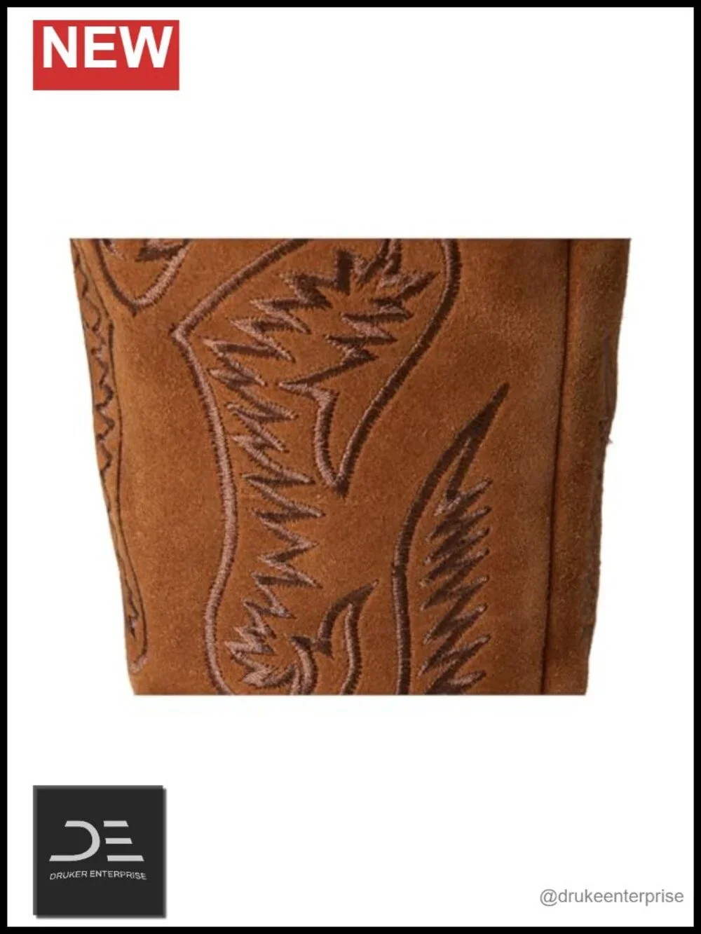 Suede Snip Toe Western Embroidered Over the Knee Boots Mid Block Heel Pull-On